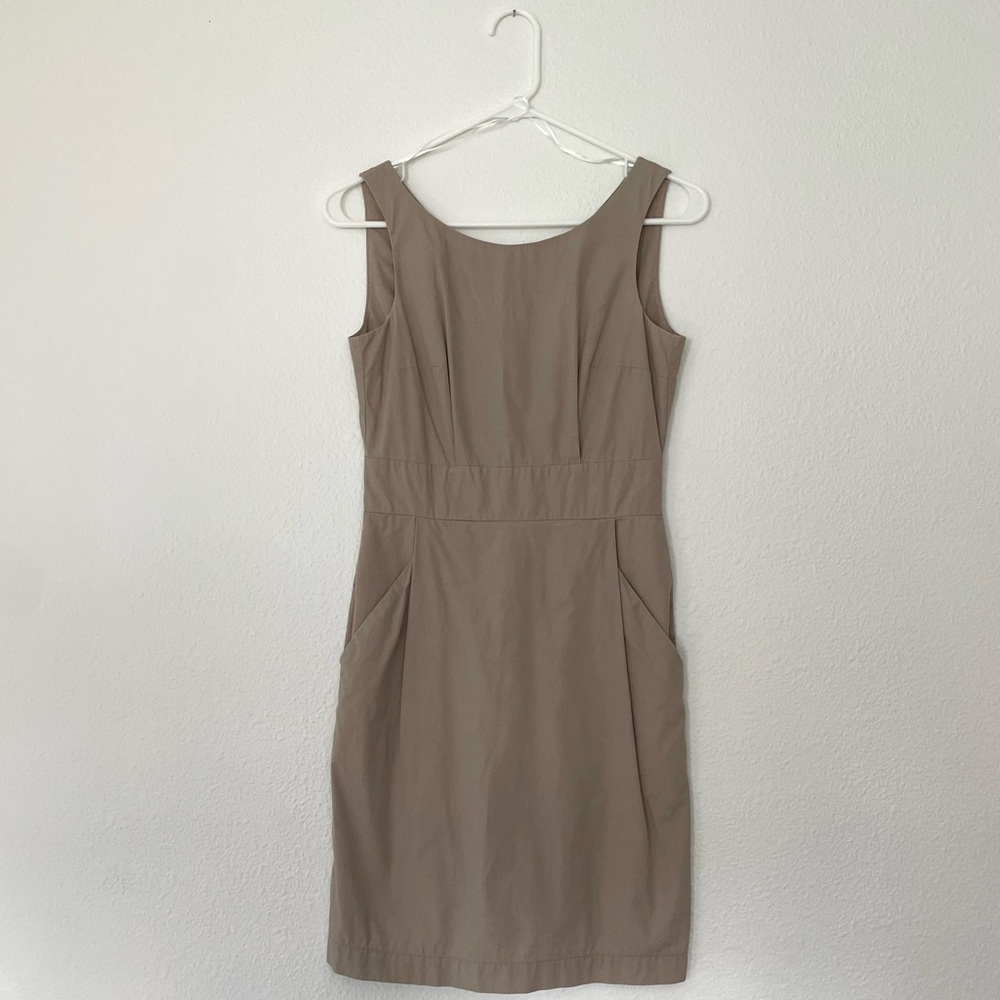 H&M Taupe Sleeveless Midi Sheath Dress